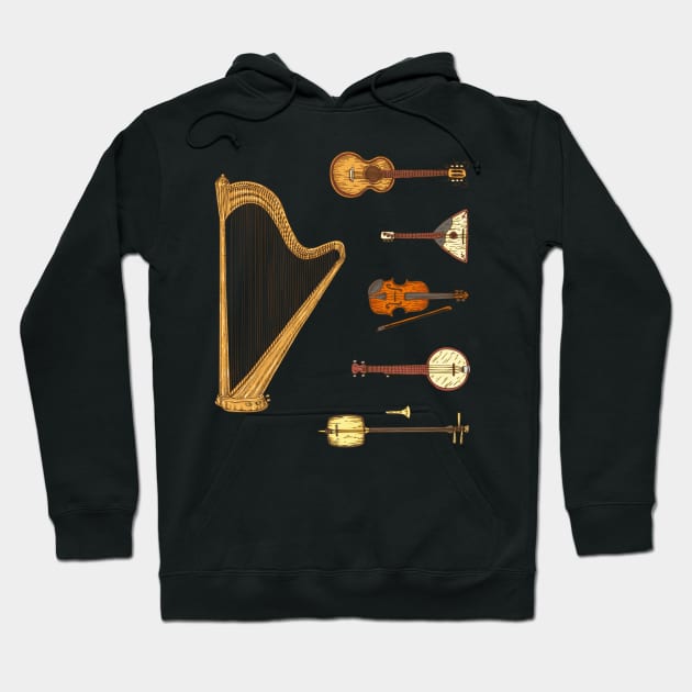 String Musical Instruments. Sticker Pack Hoodie by deepfuze